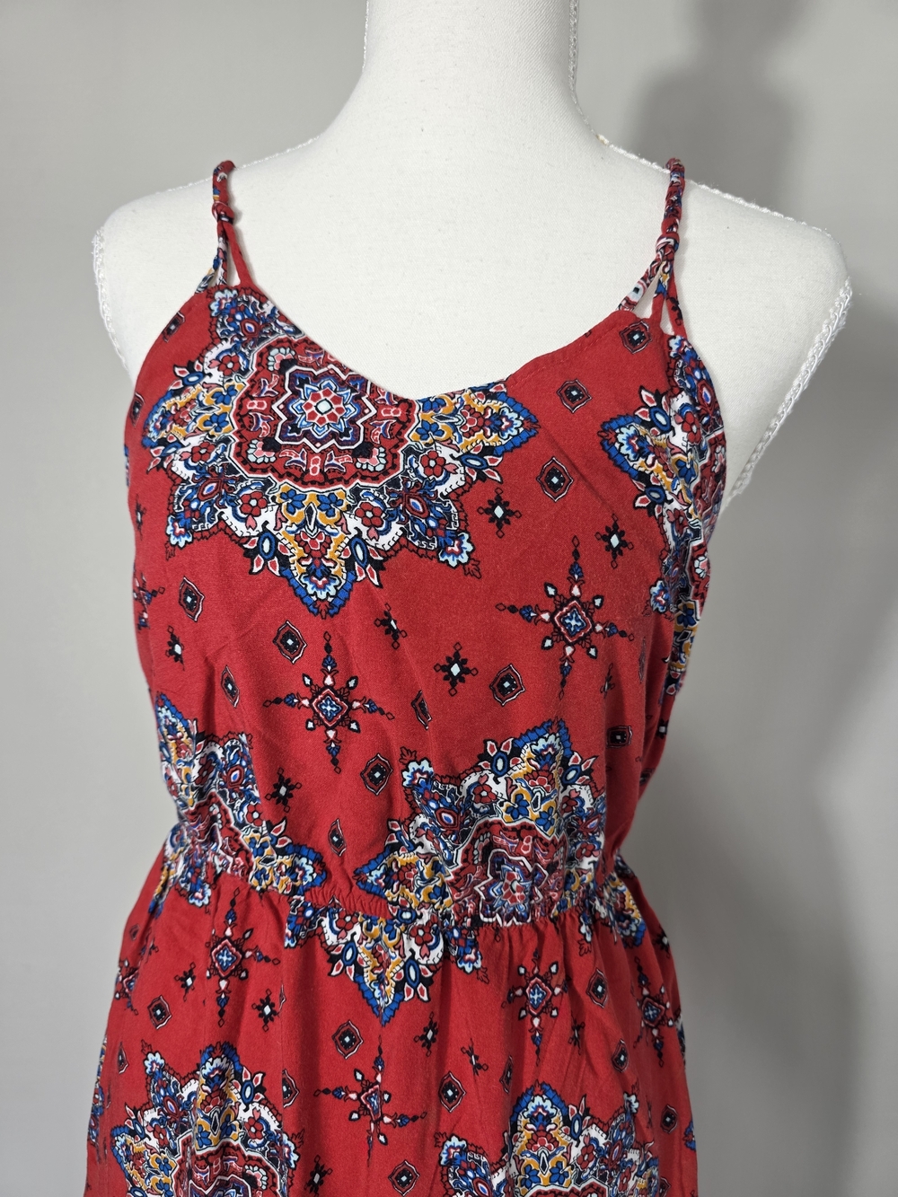 Pink Rose Women's Red Boho Maxi Dress Size M Sleeveless Floral - Picture 4 of 7